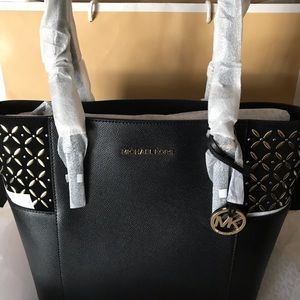 michael kors jet set large embellished leather tote